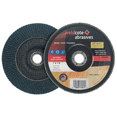 Weldcote Flap Disc 7 X 5/8-11 Z-Prime Reg 120G 10460